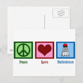 Peace Love Badminton Briefkaart (Voorkant / Achterkant)