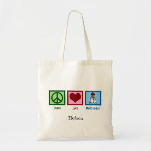Peace Love Badminton Player Persoonlijk Tote Bag