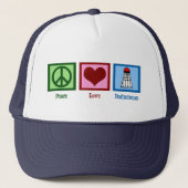 Peace Love Badminton Player-speler Trucker Pet (Voorkant)