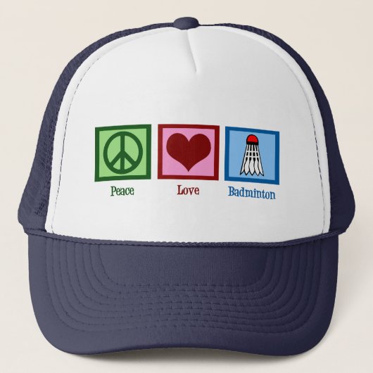 Peace Love Badminton Player-speler Trucker Pet (Voorkant)