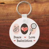Peace Love Badminton Sleutelhanger (Voorkant)