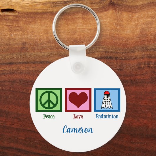 Peace Love Badminton Sleutelhanger (Voorkant)