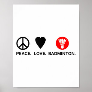 Peace Love Badminton-speler Shuttle Sport Poster