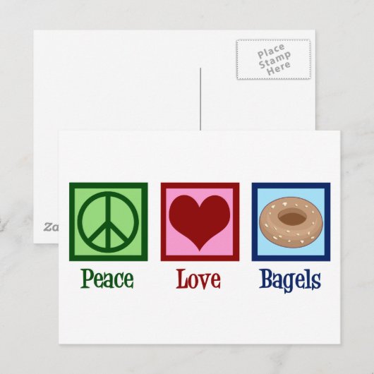 Peace Love Bagels Briefkaart (Voorkant / Achterkant)