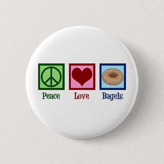Peace Love Bagels Ronde Button 5,7 Cm (Voorkant)