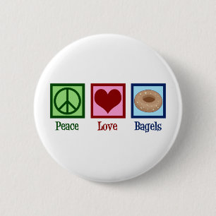 Peace Love Bagels Ronde Button 5,7 Cm