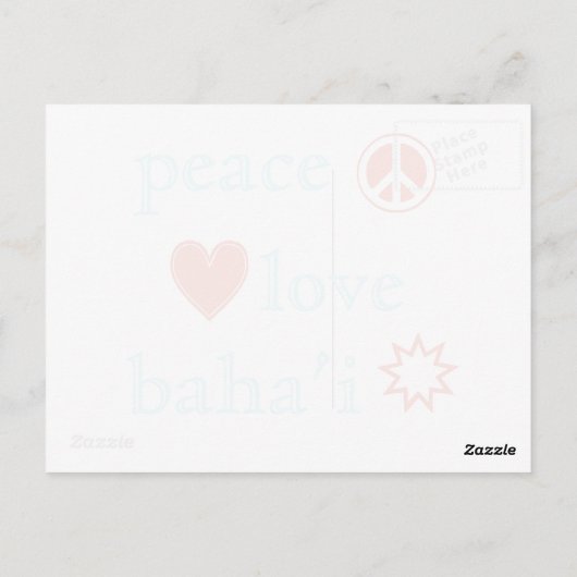 Peace Love Bahai Briefkaart (Achterkant)