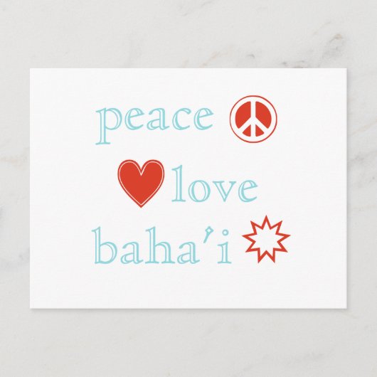 Peace Love Bahai Briefkaart (Voorkant)