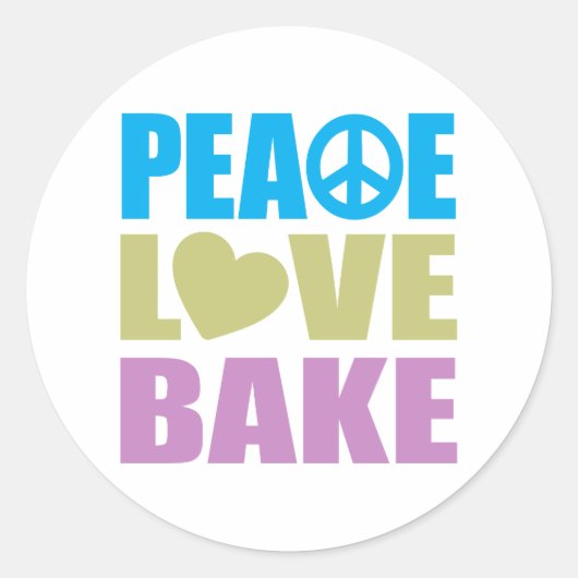 Peace Love Bake Ronde Sticker (Voorkant)