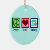 Peace Love Baking Cute Blauwgroen Bakery kerst Keramisch Ornament (Rechts)