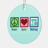 Peace Love Baking Cute Blauwgroen Bakery kerst Keramisch Ornament (Links)
