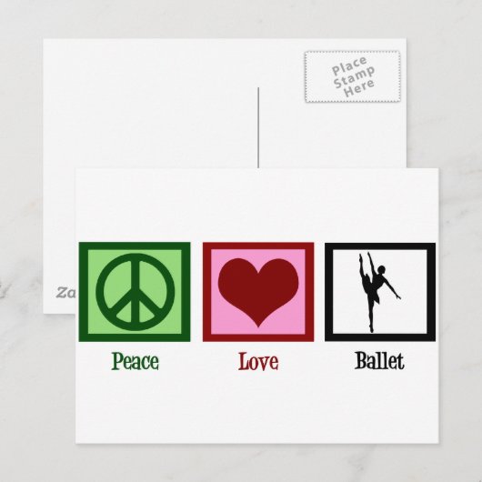 Peace Love Ballet Briefkaart (Voorkant / Achterkant)