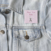 'Peace, Love & Ballet'-Button Vierkante Button 5,1 Cm (In situ)