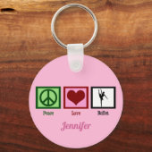 Peace Love Ballet Cute Pink Ballerina Monogram Sleutelhanger (Voorkant)