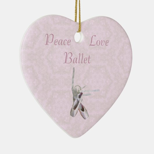 'Peace, Love & Ballet' Lace Heart Ornament (Rechts)