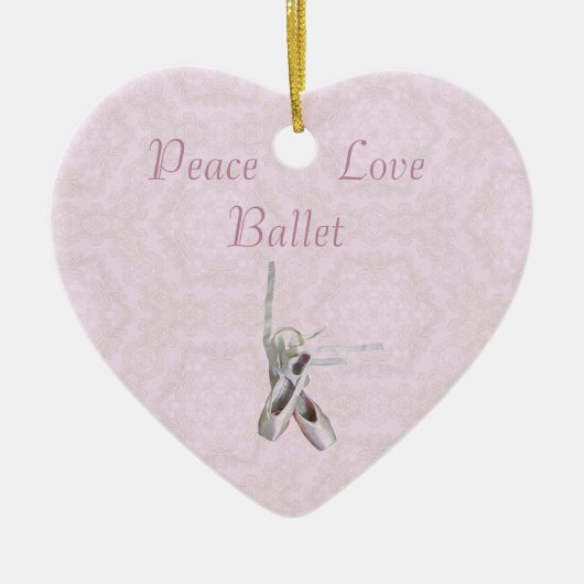 'Peace, Love & Ballet' Lace Heart Ornament (Voorkant)