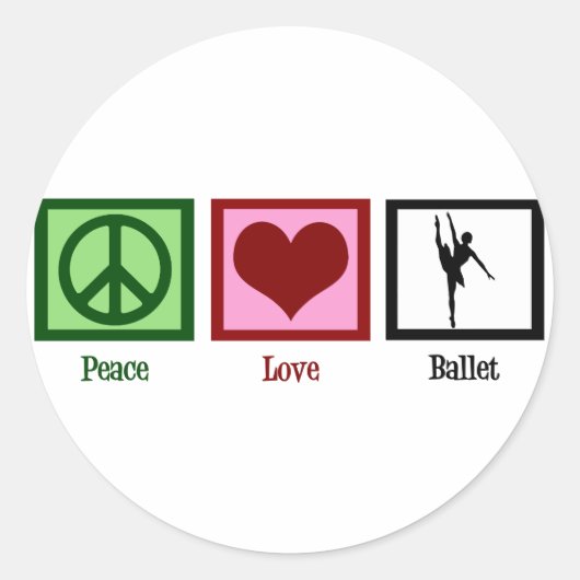 Peace Love Ballet Ronde Sticker (Voorkant)
