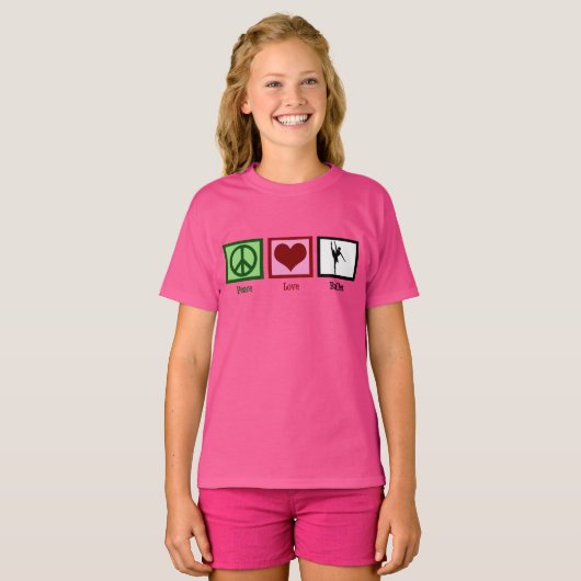 Peace Love Ballet Roze Meisjes T-shirt (Voorkant volledig)