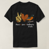 Peace Love Baltimore Oriole Bird T-shirt (Design voorkant)