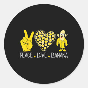 Peace Love Banana Humor Fruitliefhebber Funny Love Ronde Sticker