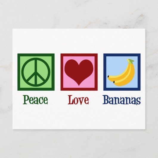 Peace Love Bananas Briefkaart (Voorkant)