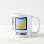 Peace Love Bananas Koffiemok<br><div class="desc">Peace Love Bananas. Een schattig geschenk voor de bananenliefhebber met een vredelievend teken en een hart naast de gele vrucht.</div>