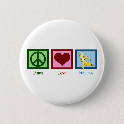 Peace Love Bananas Ronde Button 5,7 Cm (Voorkant)
