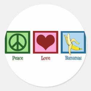 Peace Love Bananas Ronde Sticker