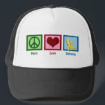 Peace Love Bananas Trucker Pet<br><div class="desc">Ik hou van het eten van fruit,  vooral van geelbananen.</div>