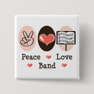 Peace Love Band Button
