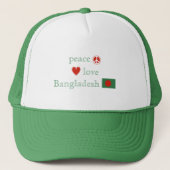 Peace Love Bangladesh Heart Bangladesh Flag Trucker Pet (Voorkant)