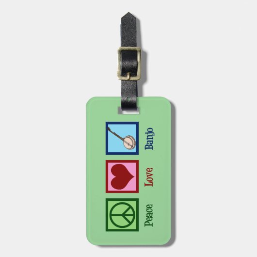 Peace Love Banjo Bagagelabel (Voorkant verticaal)