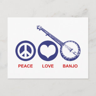 Peace Love Banjo Briefkaart