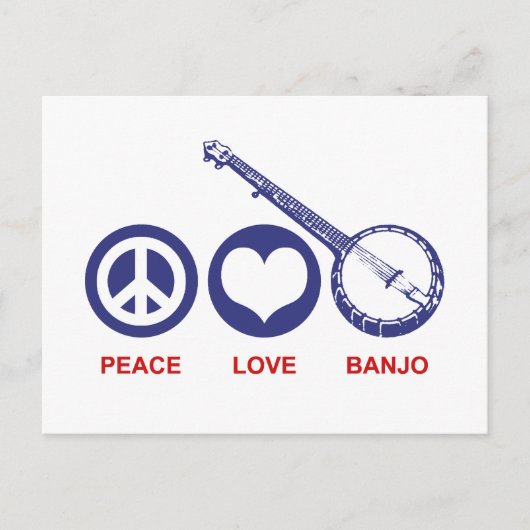 Peace Love Banjo Briefkaart (Voorkant)