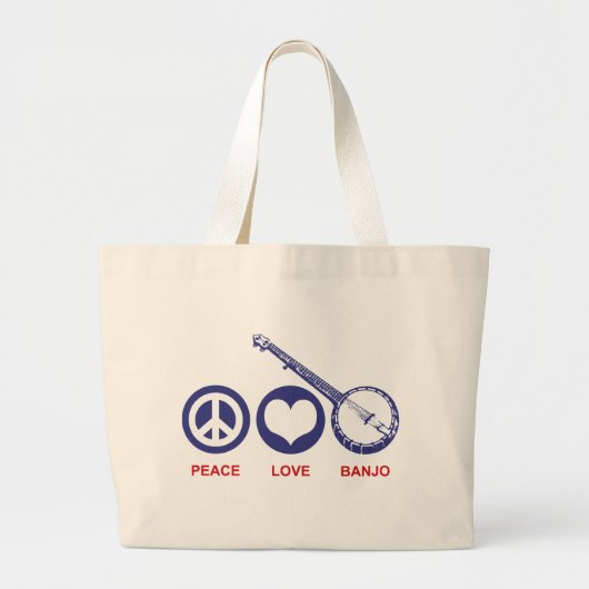 Peace Love Banjo Grote Tote Bag (Voorkant)