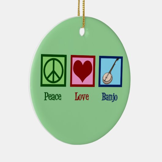 Peace Love Banjo Keramisch Ornament (Rechts)