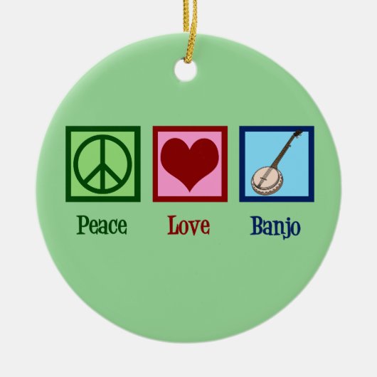 Peace Love Banjo Keramisch Ornament (Voorkant)