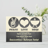 Peace Love Barbeque Invitation Kaart (Staand voorkant)