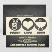Peace Love Barbeque Invitation Kaart (Voorkant / Achterkant)