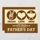 Peace Love Barbeque Vaderdag Party Invitation Kaart (Voorkant / Achterkant)