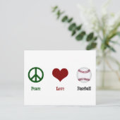 Peace Love Baseball Briefkaart (Staand voorkant)