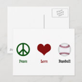 Peace Love Baseball Briefkaart (Voorkant / Achterkant)