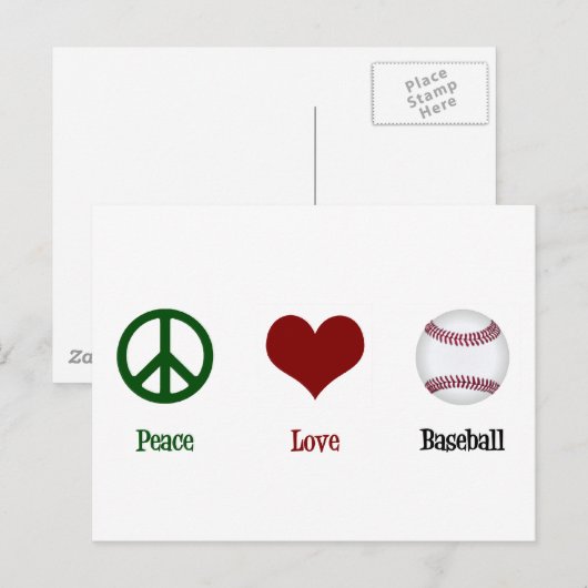Peace Love Baseball Briefkaart (Voorkant / Achterkant)