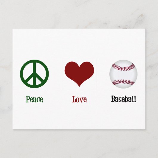 Peace Love Baseball Briefkaart (Voorkant)