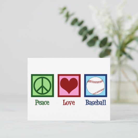 Peace Love Baseball Briefkaart (Staand voorkant)