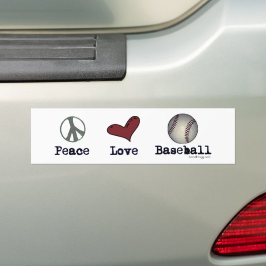 Peace Love Baseball Bumpersticker (Op auto)