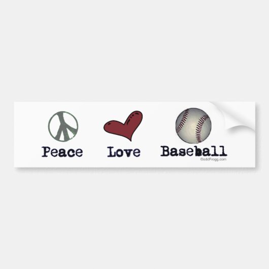 Peace Love Baseball Bumpersticker (Voorkant)