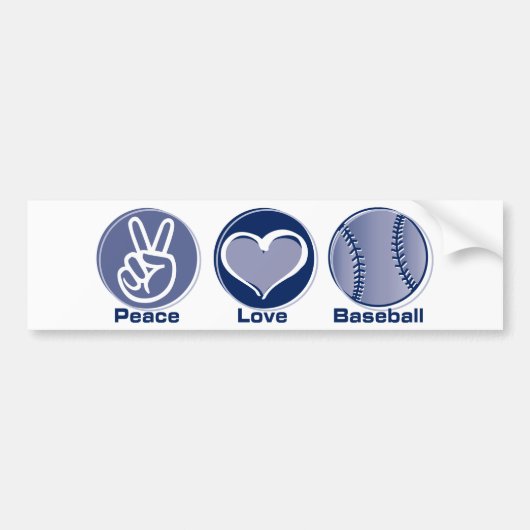 Peace Love Baseball Bumpersticker (Voorkant)