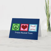 Peace Love Baseball Custom Team Blue Kerstmis Feestdagen Kaart (Voorkant)