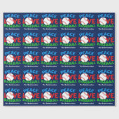 Peace Love Baseball Custom Team Kerstmis Cadeaupapier (Vlak)